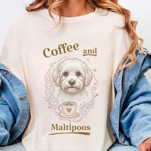 Comfort Colors Maltipoo Mom Shirt, Coffee And Maltipoos Tee, Dog Mama Gift, Vintage Dog Lover Tee, Maltese Poodle Mix, Cozy Tea Lover image 5