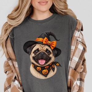 Halloween Pug Shirt, Pug Mom Gift, Witch Dog Tee, Spooky Dog Owner Gift, Dog Lover Halloween Gift image 6