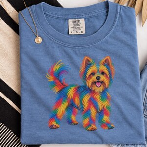 Yorkie Mom Shirt, Yorkie Lover Gift, Colorful Dog Tee, Yorkshire Dog Art, Puppy Graphic Tee, Dog Mom Sweatshirt image 8