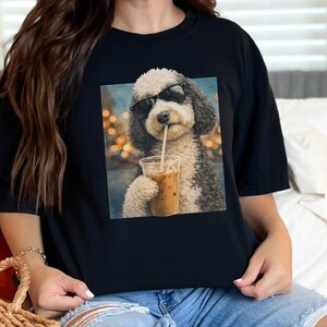 Comfort Colors Silly Dog Shirt, Iced Coffee Girly Tee, Sheepadoodle Cool Dog Mom Graphic Shirt, Coffee Lover Gift for Her, Dog Shirt Women image 6