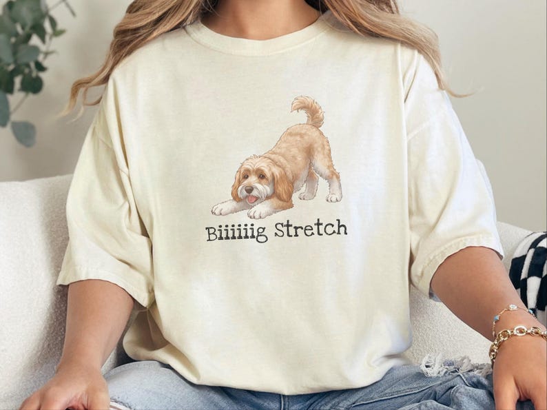 Camiseta divertida de Cockapoo de Comfort Colors, camiseta elástica extragrande, estampado artístico de perro Doodle juguetón, regalo para amantes de los Doodle marrones, regalo para mamás y papás de Cockapoo imagen 7