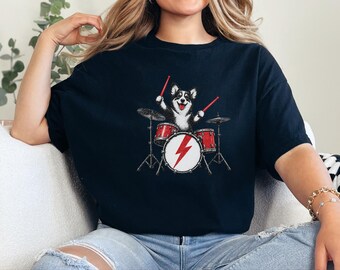Corgi Dad Shirt, Drummer Gift Idea, Rock Dog Shirt, Music Fan Tee, Corgi Playing Drums, Funny Dog Lover Gift, Band Merch Tee