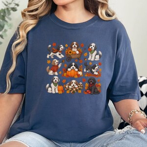 Sheepadoodle Fall Sweatshirt, Autumn Dog Shirt, Sheepadoodle Mom Gift, Doodle Dog Lover Shirt, Pumpkin Spice Tee image 1