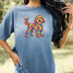 Cockapoo Shirt, Rainbow Dog Lover Gift, Colorful Puppy Tee, Doodle Mom Shirt, Dog Art Print image 6
