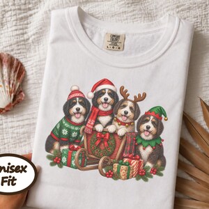 Christmas Bernedoodle Shirt, Festive Puppy Sweatshirt, Holiday Dog Lover Gift, Bernedoodle Christmas Gift, Winter Dog Shirt image 7