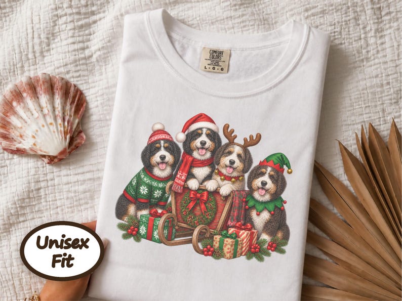 Christmas Bernedoodle Shirt, Festive Puppy Sweatshirt, Holiday Dog Lover Gift, Bernedoodle Christmas Gift, Winter Dog Shirt image 7