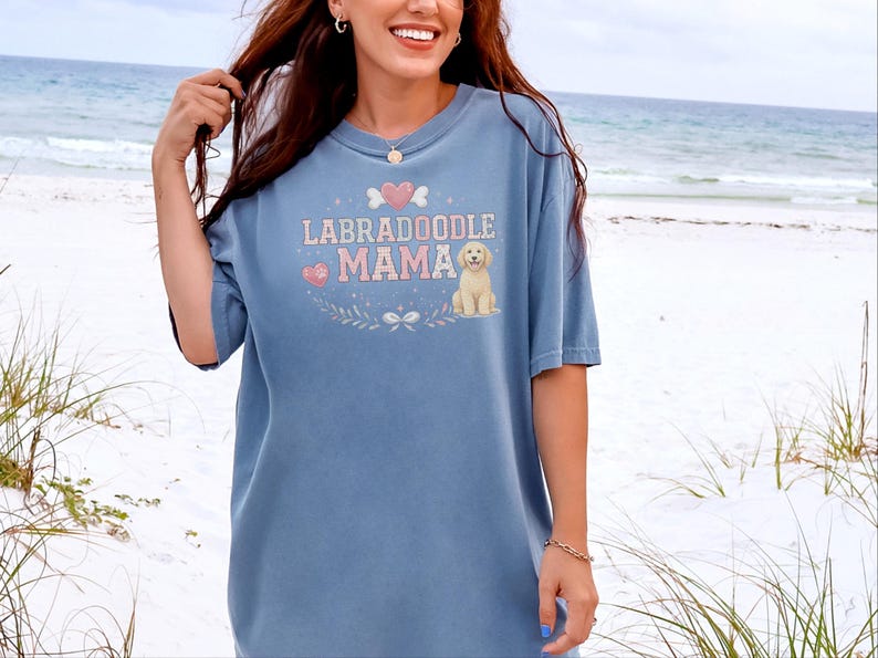Comfort Colors Labradoodle Gift Tee, Labradoodle Mama Shirt for Women, Funny Fur Mama T-Shirt, Doodle Mom Owner Present for Pets image 5