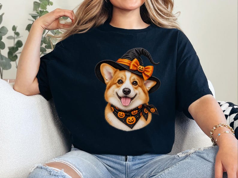 Corgi Halloween Tee, Dog Mom Fall Gift, Spooky Corgi Shirt, Halloween Dog Lover, Corgi Dad Present image 4