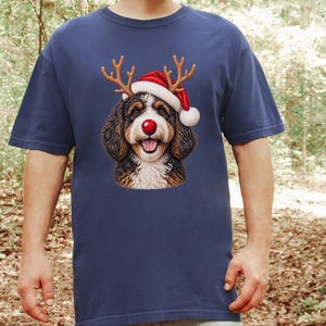 Bernedoodle Christmas Shirt, Christmas Bernedoodle Gift, Bernedoodle Mom Sweatshirt, Festive Dog Crewneck, Santa Paws Holiday Tee image 1