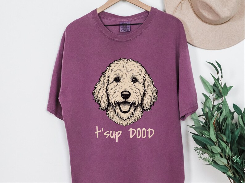Comfort Colors Labradoodle T-Shirt, T'sup Dood Goldendoodle Sweatshirt, Funny Bernedoodle Sheepadoodle Graphic Crewneck, Golden Labradoodle image 3