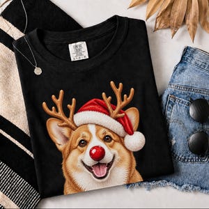 Sudadera navideña de Corgi, camiseta festiva navideña para perros, regalo navideño para dueños de perros, sudadera de cuello redondo para mamás de Corgi imagen 9