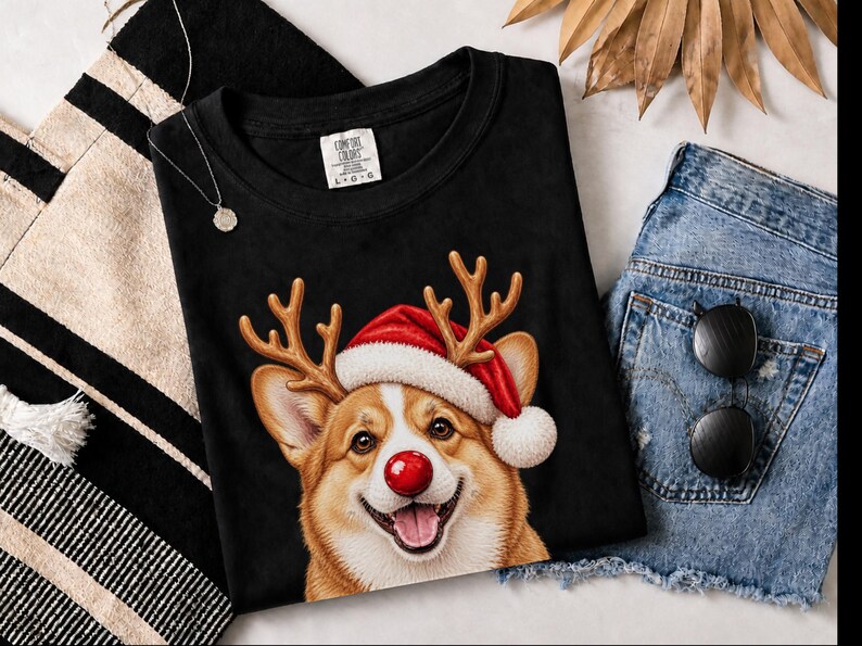 Sudadera navideña de Corgi, camiseta festiva navideña para perros, regalo navideño para dueños de perros, sudadera de cuello redondo para mamás de Corgi imagen 9