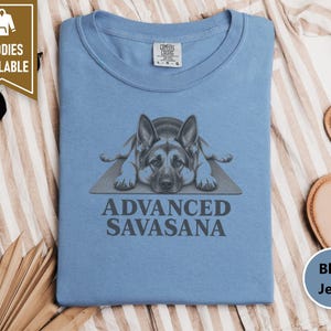 German Shepherd Shirt, Funny Dog T Shirt, Advanced Savasana, Yoga Lover Gift, Dog Owner Tee, Meditation Humor, Fitness Gift imagem 10