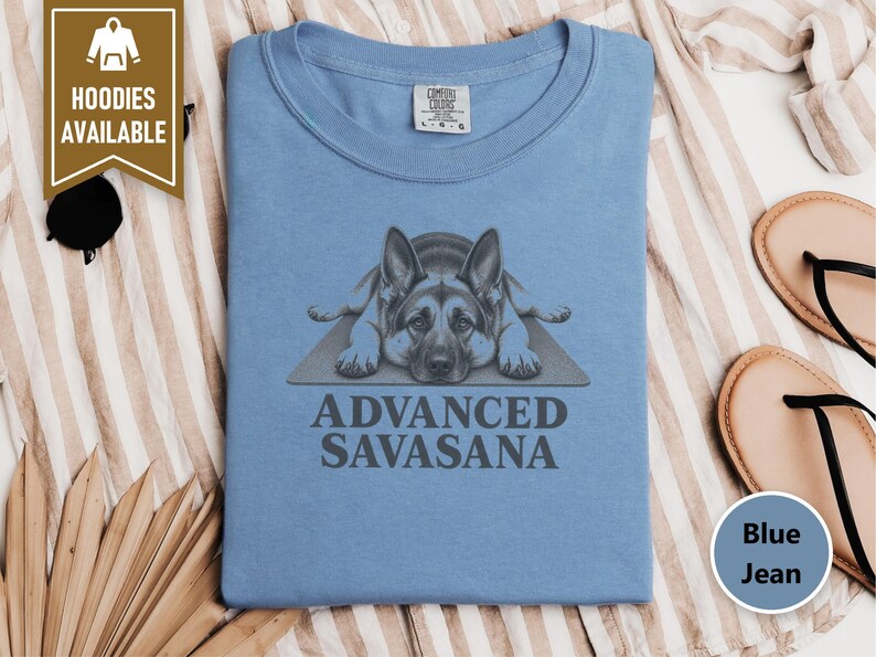 German Shepherd Shirt, Funny Dog T Shirt, Advanced Savasana, Yoga Lover Gift, Dog Owner Tee, Meditation Humor, Fitness Gift imagem 10
