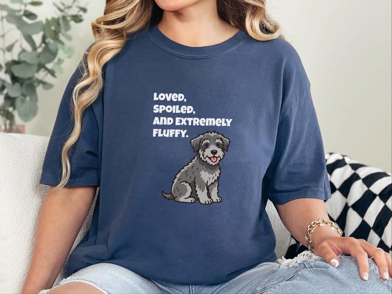 Comfort Colors Schnoodle Lover Crewneck Sweatshirt, Loved, Spoiled, and Extremely Fluffy Dog Mom Tee, Schnoodle Dad Cross-Breed Doodle Dog image 8