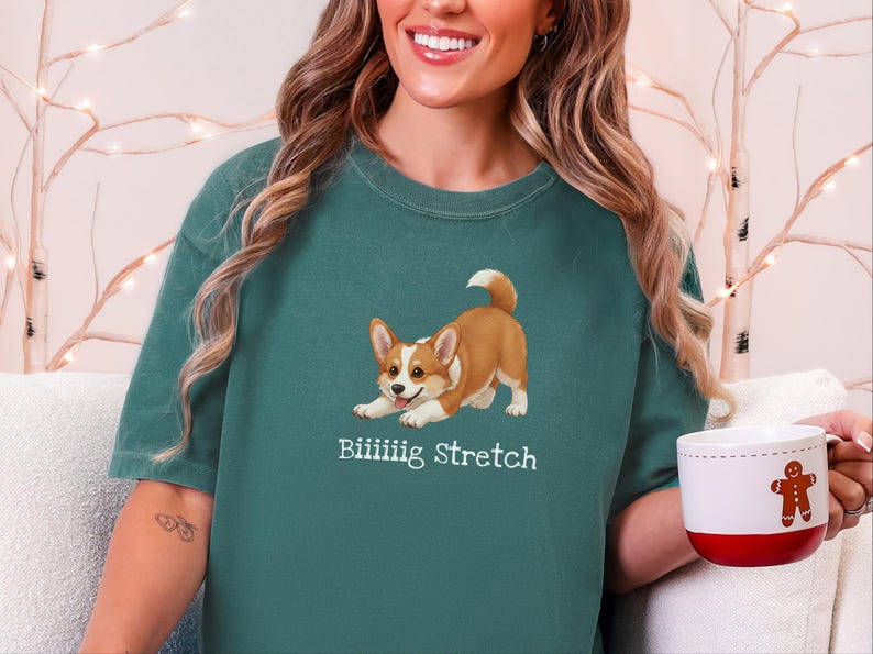 Comfort Colors Energetic Dog Biiiiig Stretch Corgi Tee, Corgi Fan Gift, Funny Animal Person Shirt, Pembroke Welsh Corgi Lover, Dog Owner image 6