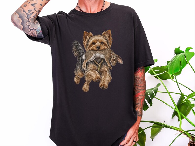 Yorkshire-Terrier-Shirt, Geschenk für Yorkshire-Terrier-Fans, Vintage-Hundemotiv, Jagdhund-Shirt, Arbeitshund-Shirt, Bootleg-Hunde-Shirt, Lustiges Yorkshire-Terrier-Geschenk Bild 1