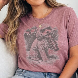 Cavapoo Drinking Beer Shirt | Funny Dog Tee, Silly Pet Portrait, Animal Lover Jumper for Cavapoo Mom, Silly Dog Shirt, Cavapoo Mom Shirt image 3