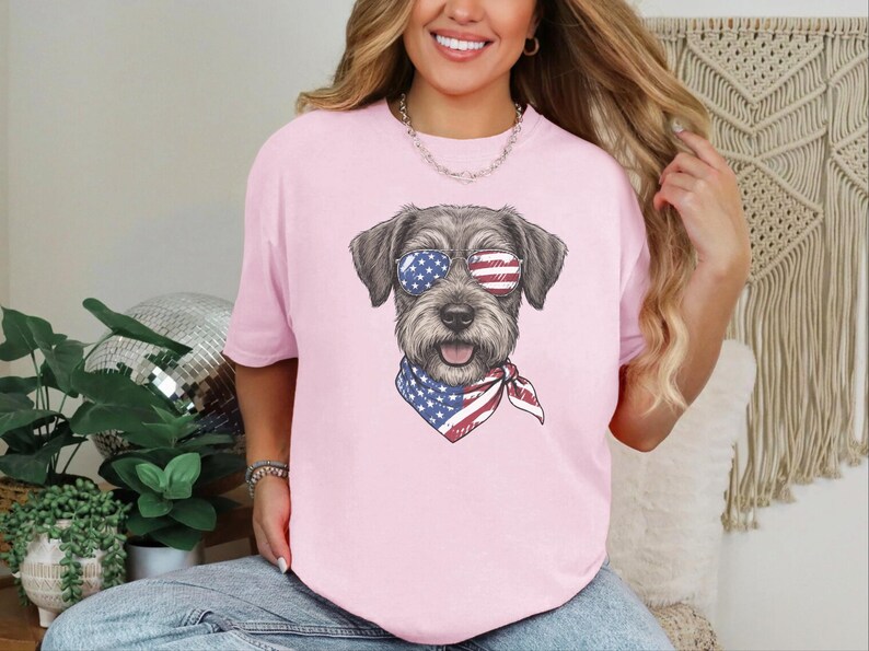 Comfort Colors Patriotic Schnoodle Dog Shirt, Independence Day Dog Mom Sweatshirt, Red White Blue American Flag Dog Lover Tee, Schnoodle Dad Bild 1