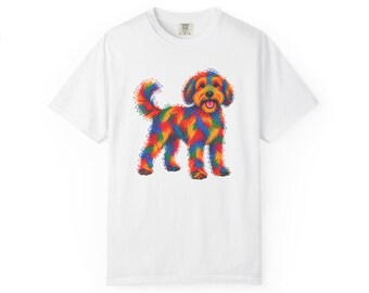 Schnoodle Dog Shirt, Schnoodle Owner Gift, Colorful Dog Art, Scribble Print Tee, Dog Lover Apparel