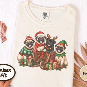 Christmas Pug Shirt, Pug Lover Gift, Holiday Dog Tee, Festive Puppy Sweatshirt, Christmas Pet Shirt image 4