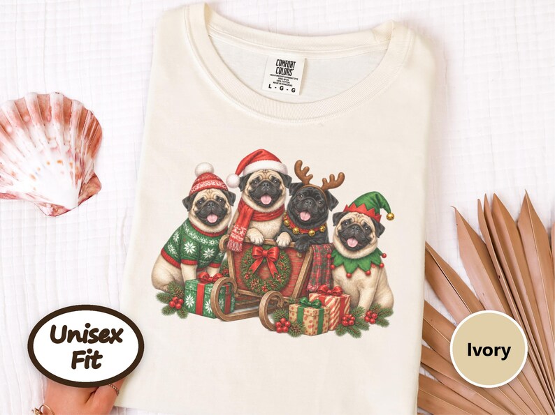 Christmas Pug Shirt, Pug Lover Gift, Holiday Dog Tee, Festive Puppy Sweatshirt, Christmas Pet Shirt image 4