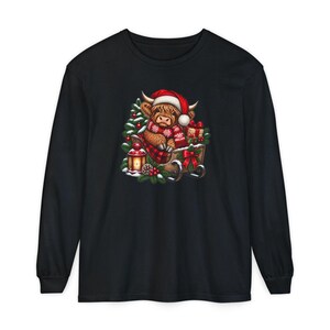 Christmas Highland Cow Sweatshirt, Santa Cow Holiday Gift, Festive Farm Animal Shirt, Winter Cow Lover Tee image 13