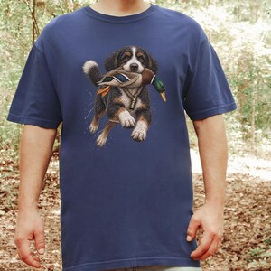 Bernedoodle jachtshirt, cadeau voor watervogeljager, shirt voor eendenjacht, T-shirt voor sportieve honden, cadeau voor Bernedoodle-eigenaar afbeelding 5