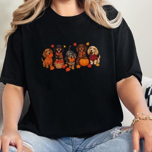 Dachshund Fall Shirt, Autumn Dog Lover Gift, Wiener Dog Sweater, Cute Fall Doxie Tee, Sausage Dog Fall Shirt imagen 6