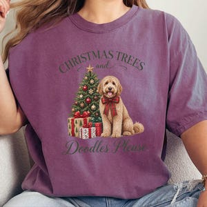 Goldendoodle Christmas Shirt, Christmas Trees And Doodles Please, Goldendoodle Mom Gift, Holiday Dog Sweatshirt, Doodle Lover Present image 4