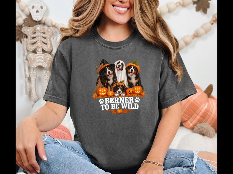 Bernese Dog Shirt, Berner Mom Gift, Halloween Dog Tee, Witch Dog Shirt, Spooky Season Shirt, Mountain Dog Gift image 4