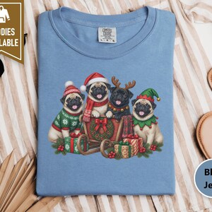 Christmas Pug Shirt, Pug Lover Gift, Holiday Dog Tee, Festive Puppy Sweatshirt, Christmas Pet Shirt image 7