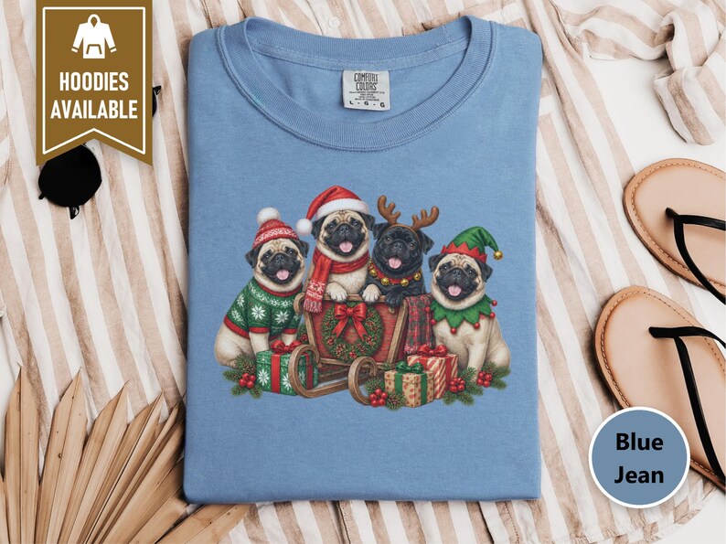 Christmas Pug Shirt, Pug Lover Gift, Holiday Dog Tee, Festive Puppy Sweatshirt, Christmas Pet Shirt image 7