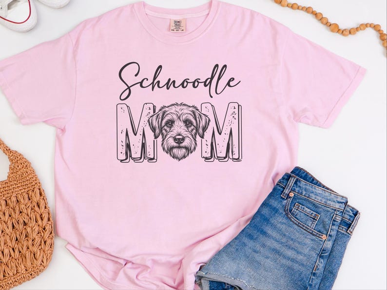 Camiseta Comfort Colors para amantes de los Schnoodle, camiseta para mamás de Schnoodle, sudadera de cuello redondo a la moda para mamás de perros, estampado retro de perros, regalo único para dueños de perros, regalos para amantes de los Schnoodle imagen 6