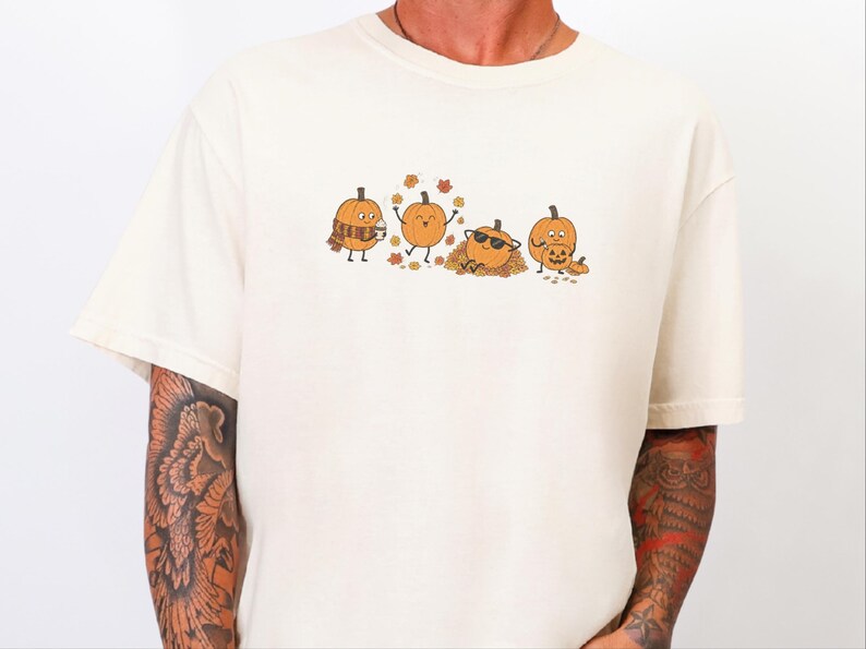 Camiseta para amantes de la calabaza especiada, camiseta acogedora de otoño, PNG de café de otoño, camiseta de hojas de otoño, camiseta de temporada de calabaza imagen 2