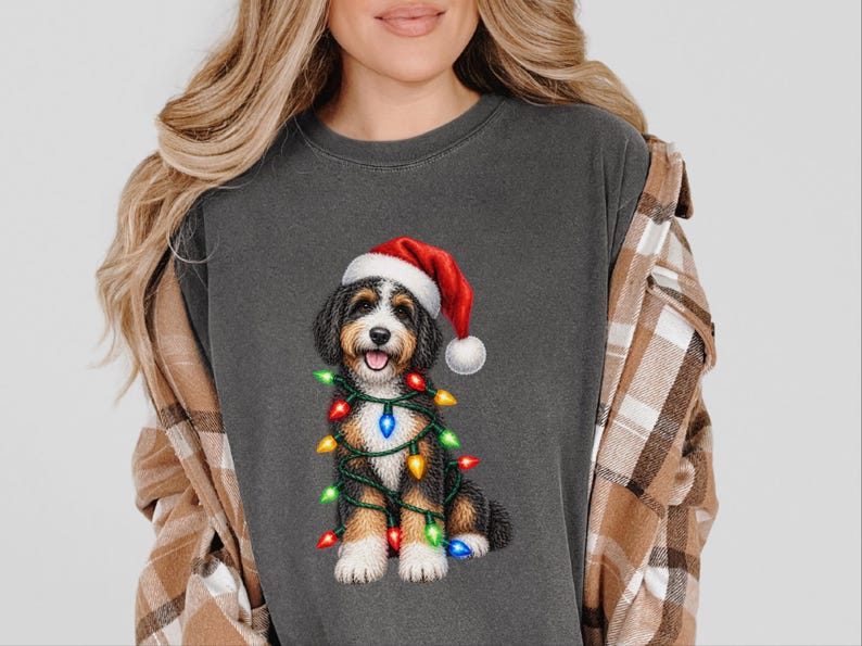 Bernedoodle Christmas Shirt, Christmas Dog Shirt, Bernedoodle Owner Gift, Holiday Dog Lover Tee image 5