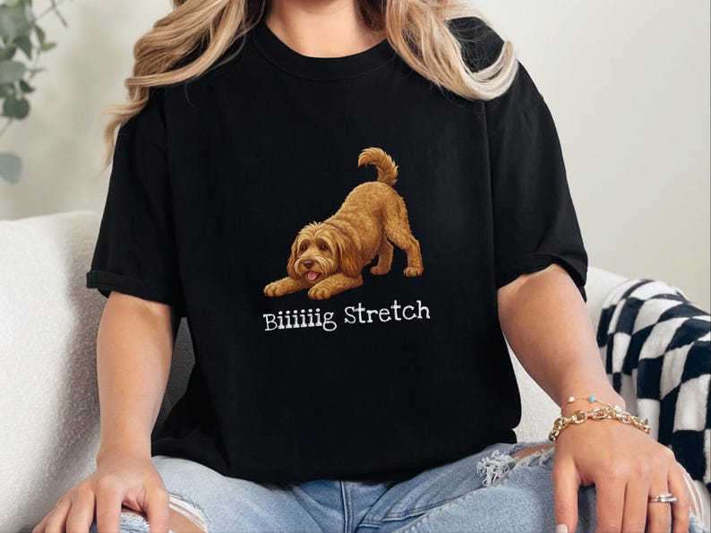 Comfort Colors Brown Doodle Dog Shirt, Biiiiig Stretch Funny Goldendoodle Print Tee, Labradoodle Dog Lover Gift, Fur Mama Puppy Present image 10