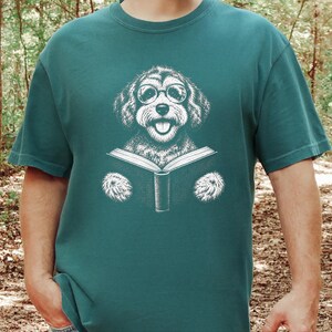 Schnoodle Reading Shirt, Bookish Dog Tee, Schnoodle Mom Gift, Dog Lover Book Shirt, Library Reader Tee image 5