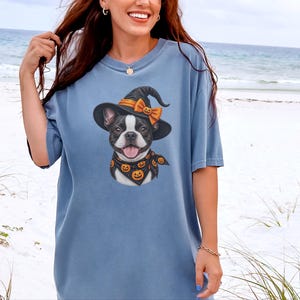 Camiseta de Halloween com Boston Terrier, Presente Assustador para Mãe de Cachorro, Camiseta para Dono de Cachorro Bruxo imagem 8
