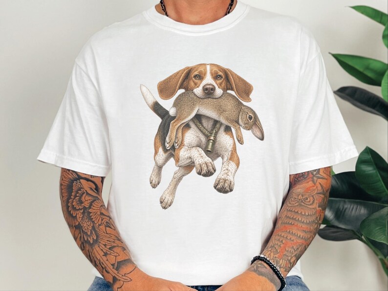 Camiseta de caza de beagle, regalo para cazadores de conejos, camiseta de perro sabueso, camiseta vintage para perros, regalo para deportistas al aire libre imagen 7