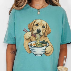 Yellow Lab Ramen Shirt, Labrador Retriever Gift, Noodle Lover Tee, Funny Dog Shirt, Labrador Mom Gift, Foodie Shirt, Dog Dad Shirt, Lab image 1
