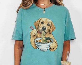 Yellow Lab Ramen Shirt, Labrador Retriever Gift, Noodle Lover Tee, Funny Dog Shirt, Labrador Mom Gift, Foodie Shirt, Dog Dad Shirt, Lab