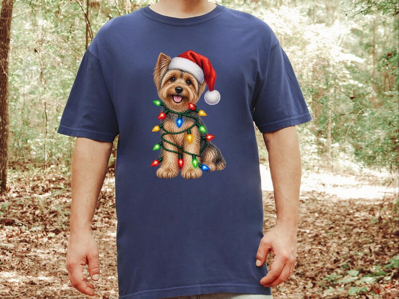 T-shirt de Noël Yorkshire Terrier, Cadeau de Noël Yorkshire Terrier, T-shirt de Noël pour chien, T-shirt Yorkshire Terrier, T-shirt pour chien avec bonnet de Père Noël, Cadeau pour amoureux des Yorkshire Terriers image 10