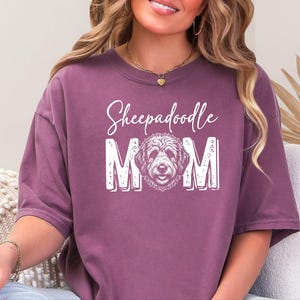 Comfort Colors Sheepadoodle Mom 1717 Tee, Doodle Mama Gift, Sheepadoodle Lover Gift, Retro Dog Shirt, New Dog Mom Gift, Doodle Dog Art image 3