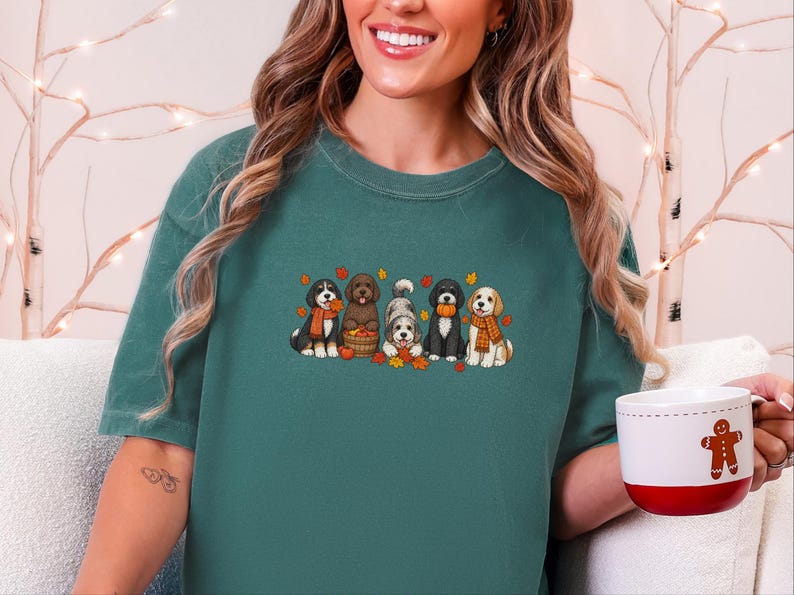 T-shirt d'automne Bernedoodle, Cadeau pour amoureux des chiens en automne, T-shirt maman Bernedoodle, T-shirt chiot mignon, Sweat-shirt pour amoureux des chiens Doodle image 1