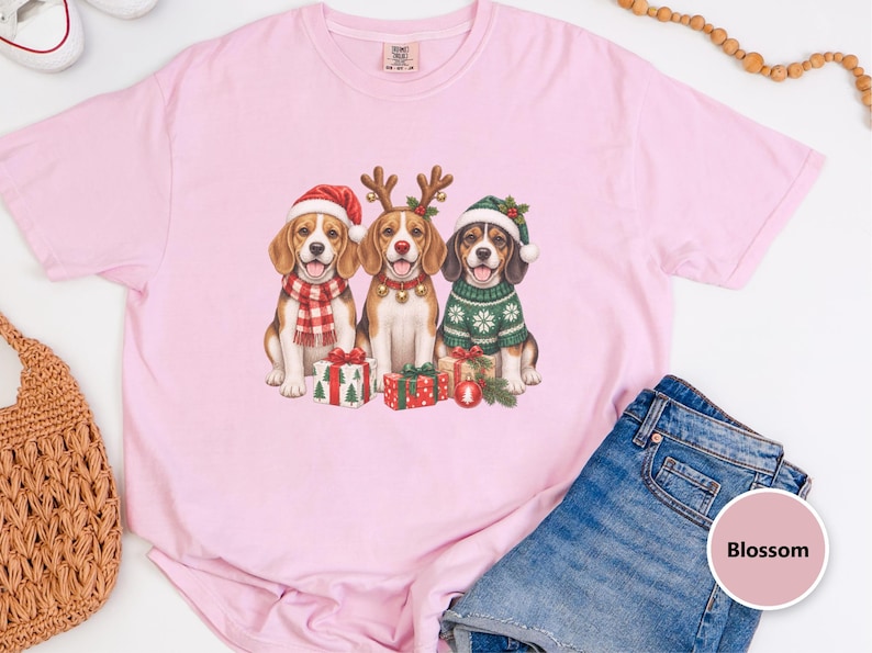Christmas Beagle Shirt, Beagle Lover Gift, Holiday Dog Sweatshirt, Christmas Puppy Tee, Dog Mom Present image 1