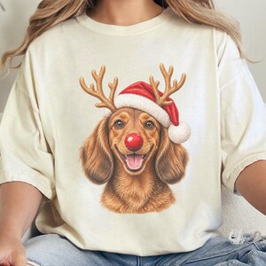 Weihnachtsshirt mit Dackel, Weihnachtsgeschenk für Dackel, Festlicher Hundepullover, Dackel-Mama-Shirt, Festliches T-Shirt für Hundeliebhaber Bild 10