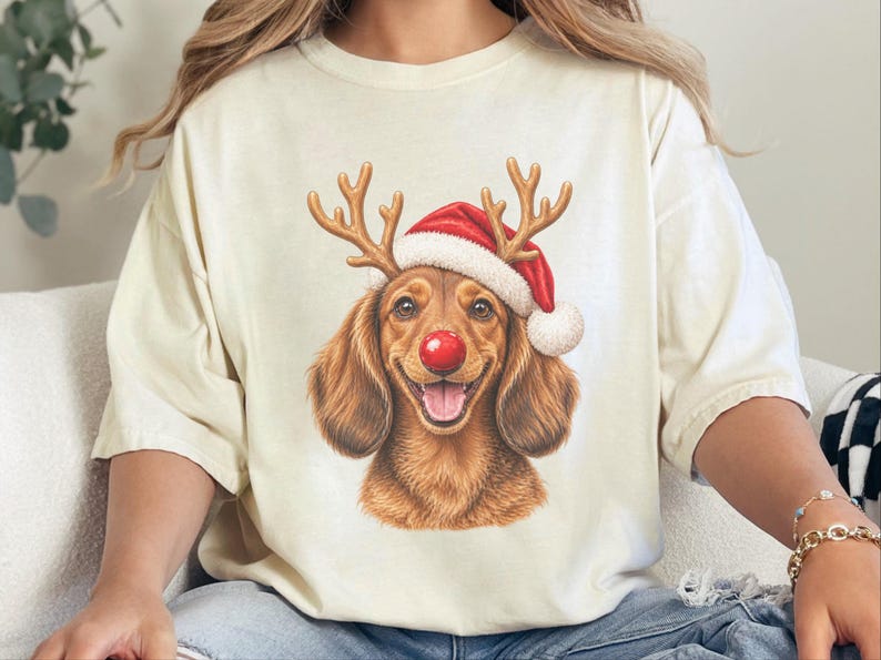 Weihnachtsshirt mit Dackel, Weihnachtsgeschenk für Dackel, Festlicher Hundepullover, Dackel-Mama-Shirt, Festliches T-Shirt für Hundeliebhaber Bild 10