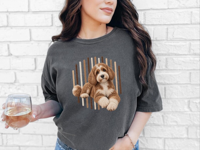 Cockapoo T Shirt, Cockapoo Dog Lover Gift, Brown Poodle Mix Tee, Dog Owner Shirt, Puppy Art Shirt image 9