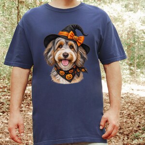 Witch Dog Shirt, Aussiedoodle Shirt, Doodle Mom Halloween Gift, Spooky Dog Lover Tee, Halloween Dog Shirt image 4